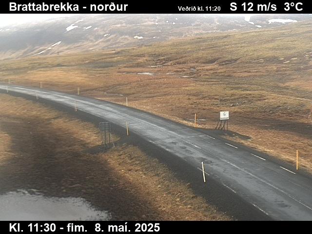 Click for full screen live camera. Brattabrekka séð til norðurs