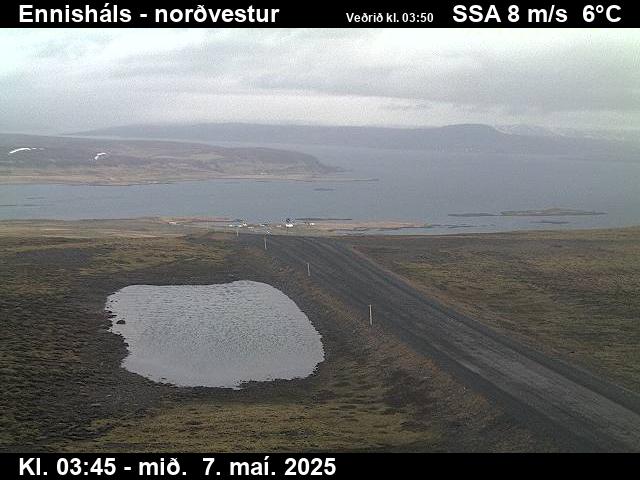 Click for full screen live camera. Ennisháls séð til norðvesturs