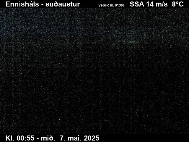 Click for full screen live camera. Ennisháls séð til suðausturs