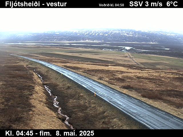 Click for full screen live camera. Fljótsheiði til vesturs