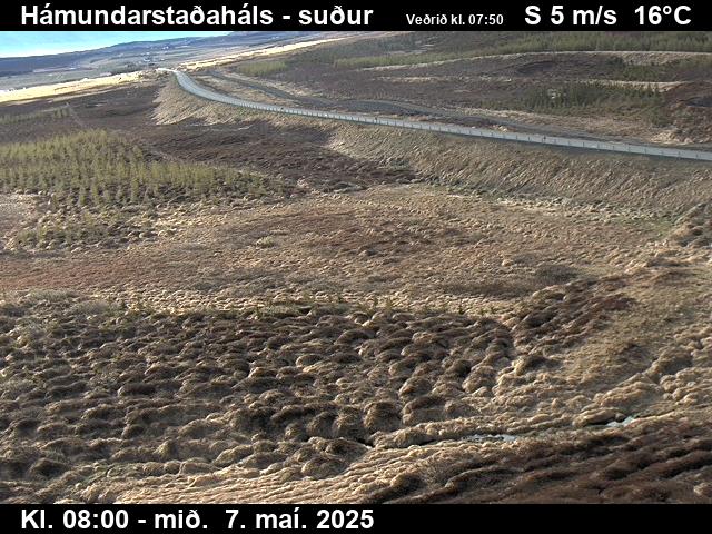 Click for full screen live camera. Hámundarstaðaháls séð til suðurs