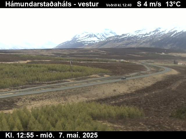 Click for full screen live camera. Hámundarstaðaháls séð til vesturs