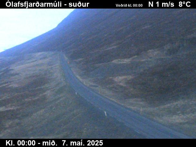 Click for full screen live camera. Ólafsfjarðarvegur séð til suðurs