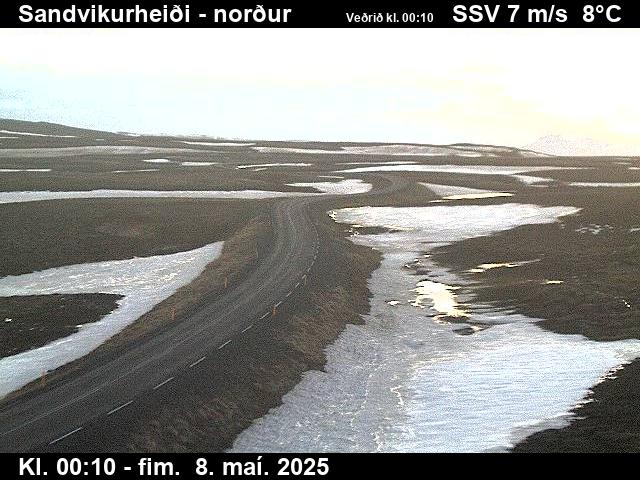 Click for full screen live camera. Sandvikurheiði séð til norðurs
