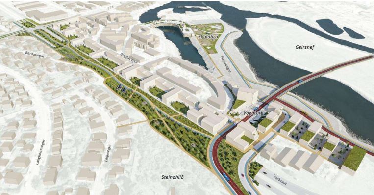 Skýringarmynd sem sýnir hvernig svæðið gæti litið út að framkvæmdumloknum. 