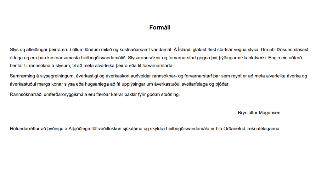 slysagreiningar, áverkastig og áverkaskor