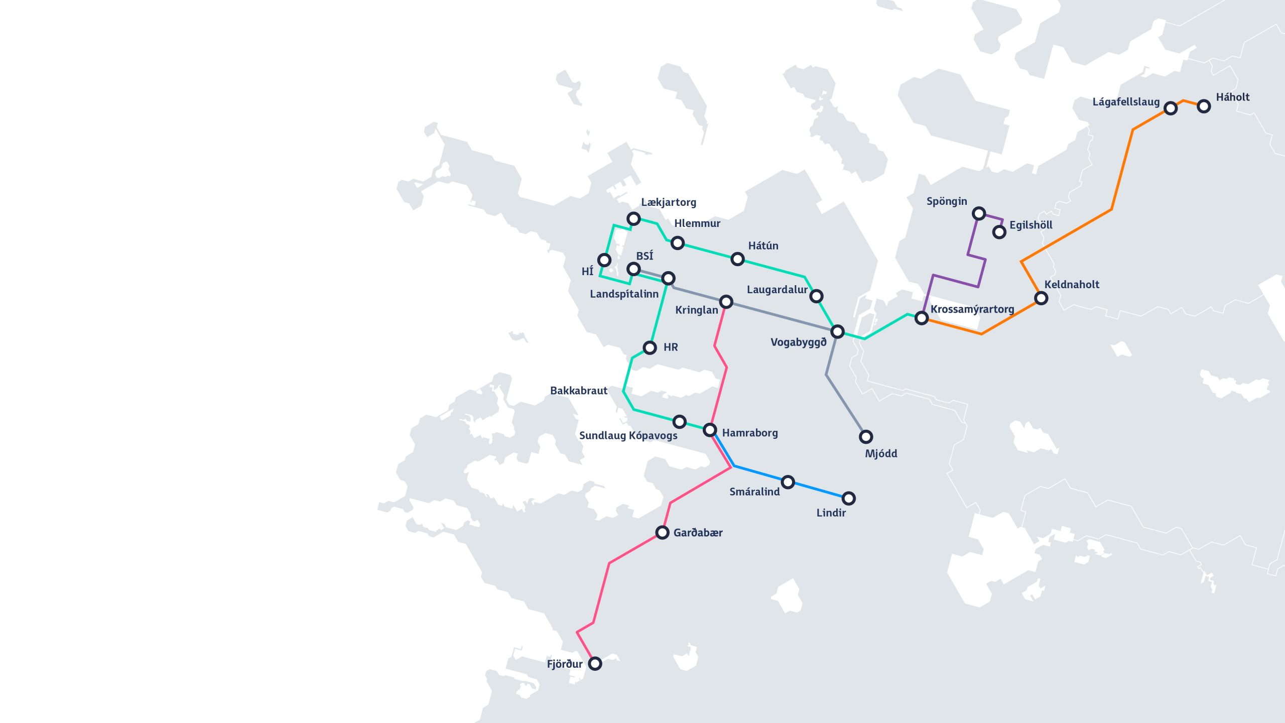 Borgarlínuleiðir.