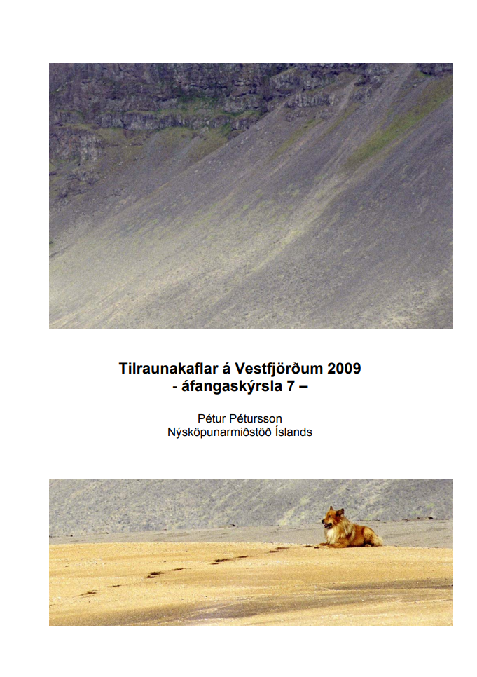 Forsíða skýrslunnar - tilraunakaflar á Vestfjörðum 2009 - áfangaskýrsla 7