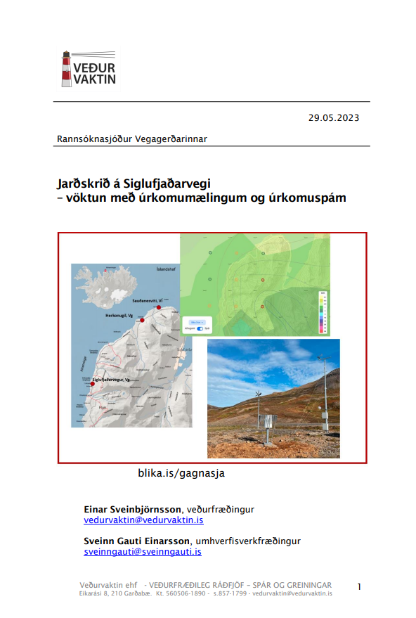 jarðskrið á siglufjarðarve- forsíða skýrslu