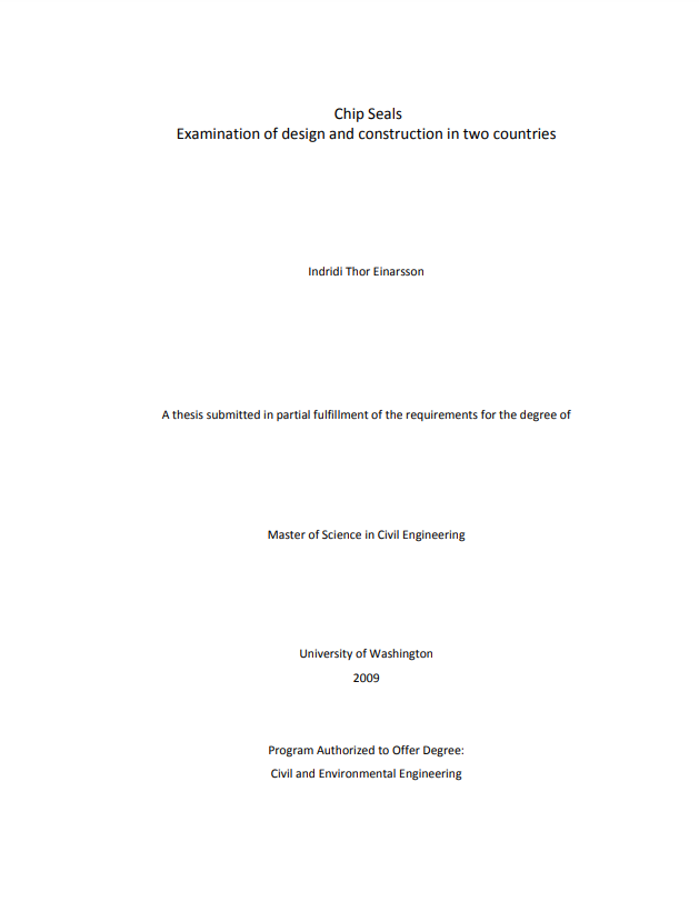 Chip Seals - Examination of design and construction in two countries