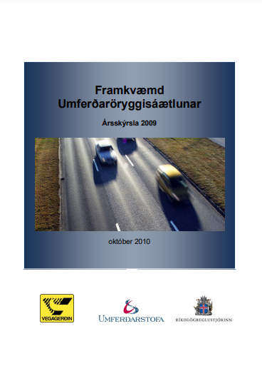 Forsíða skýrslu framvkæmd umferðaröryggisáætlunar 2009