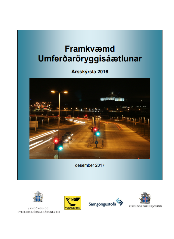 Forsíða skýrslu framvkæmd umferðaröryggisáætlunar 2016