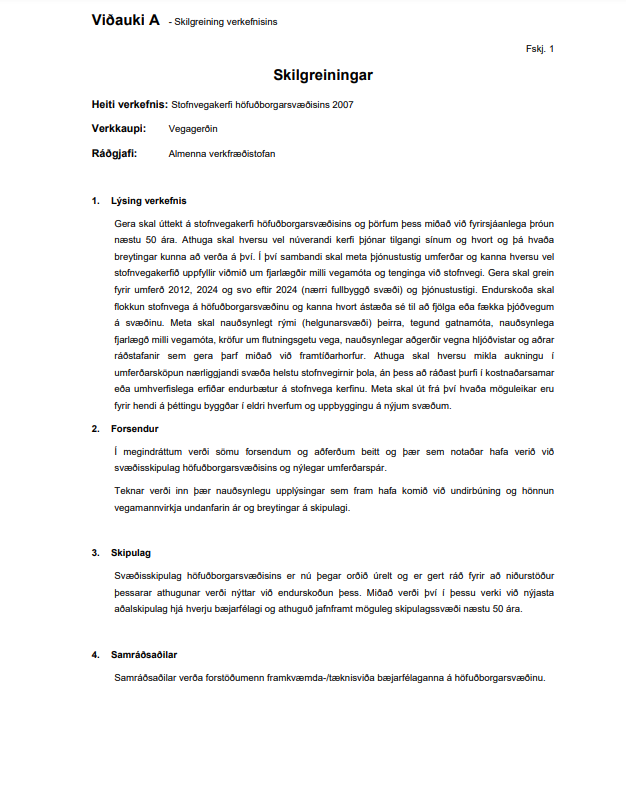 Stofnvegakerfi höfuðborgarsvæðisins 2007 - Viðaukar