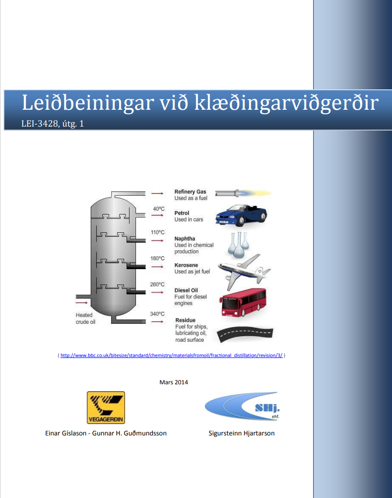 Forsíða skýrslunnar leiðbeiningar við Klæðingarviðgerðir