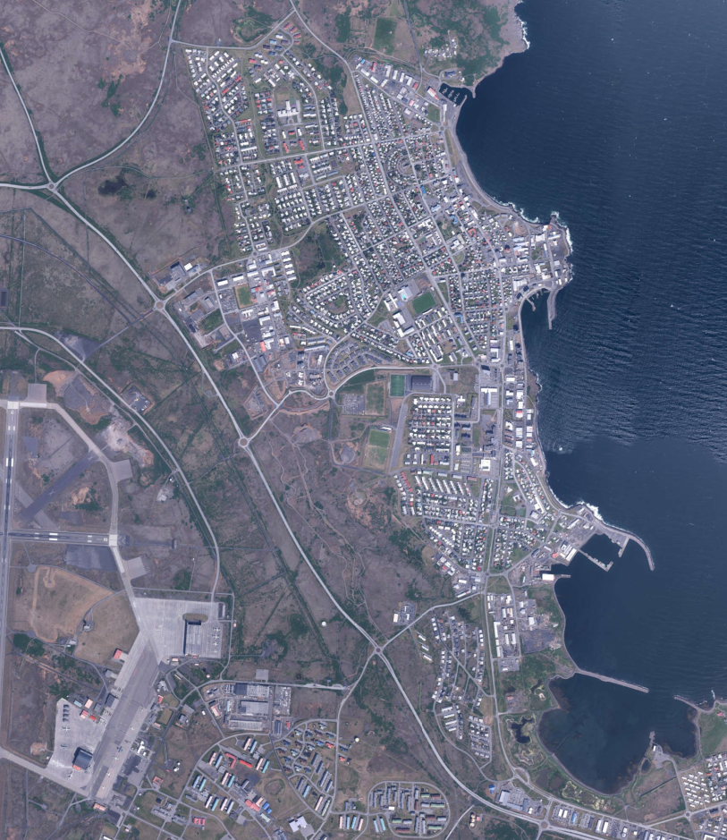 Loftmynd af svæðinu