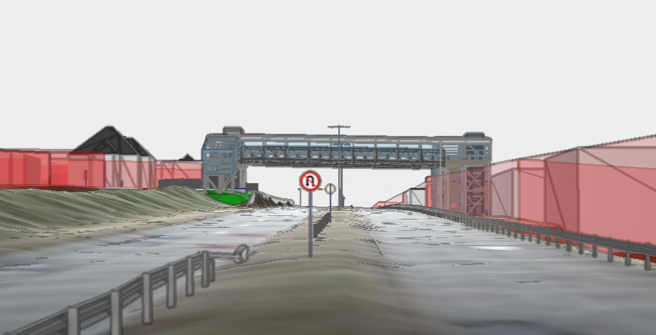 Hér má sjá fyrirhugaða göngubrú.