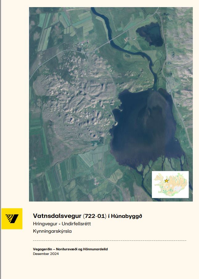 Vatnsdalsvegur í Húnabyggð. Kynningarskýrsla. Forsíða.