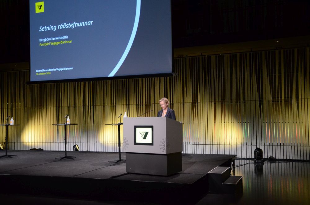 Ráðstefnan var rafræn í ár og var send út frá Hörpu.
