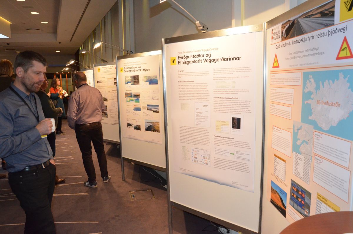 Þrettán verkefni voru kynnt á plakötum í forrými ráðstefnunnar.
