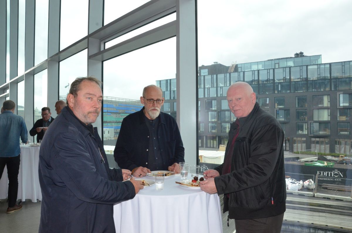 Boðið var til hádegisverðar í Hörpu.