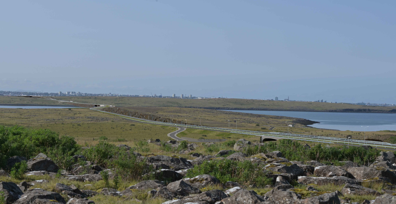 Tölvugerð mynd af Sundabraut.