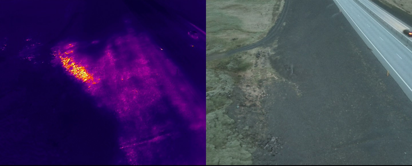 Á Hringvegi við Hveradali mældist stöðugur hiti í vegöxlum, þó ekki væri um að ræða hitaflæði upp á yfirborð vegarins sjálfs. Þetta bendir til að jarðhitinn nái aðeins upp að ákveðinni hæð og hafi hingað til ekki haft áhrif á malbiksyfirborðið.