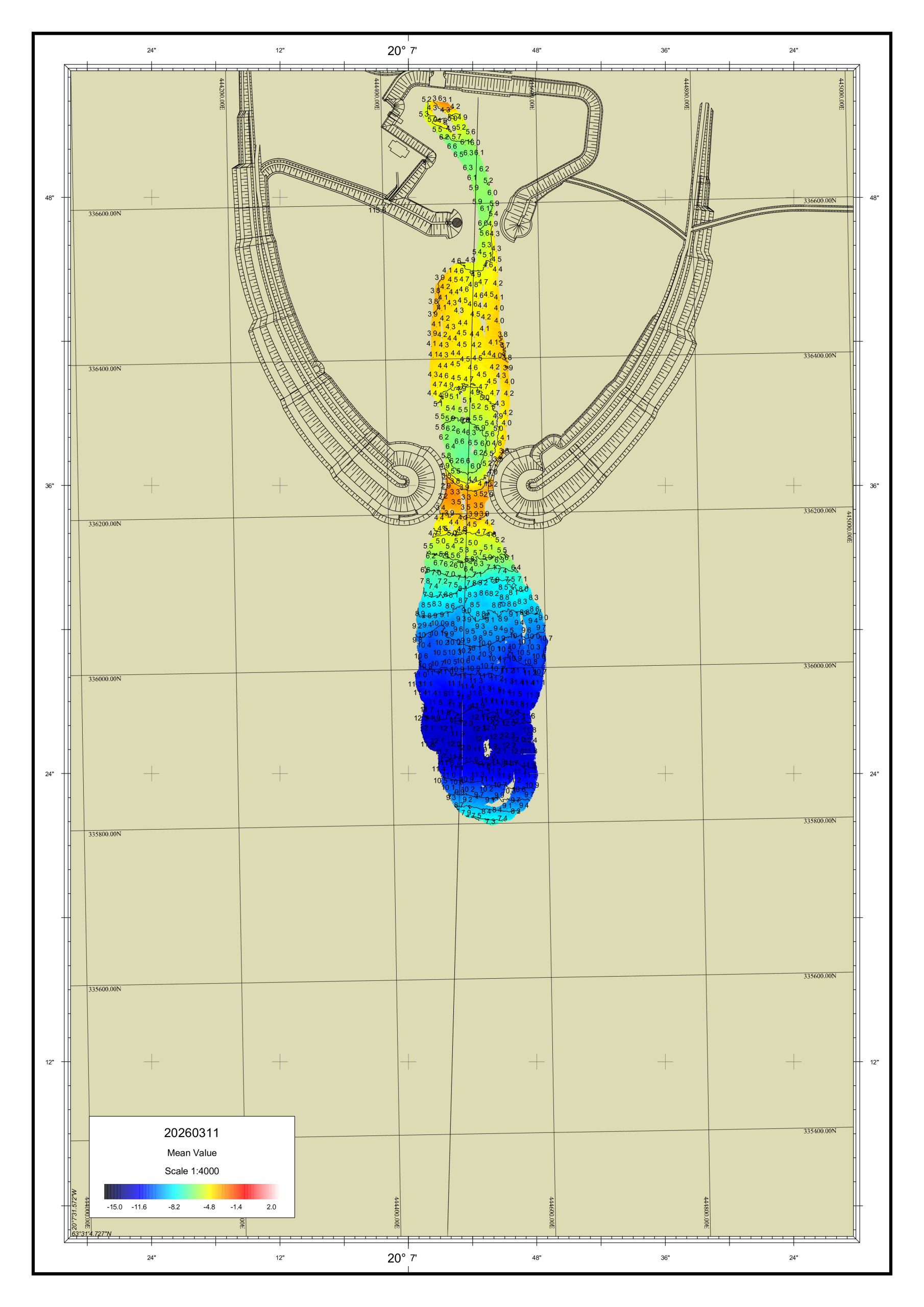 Dýptarmæling í Landeyjahöfn 11. mars 2026
