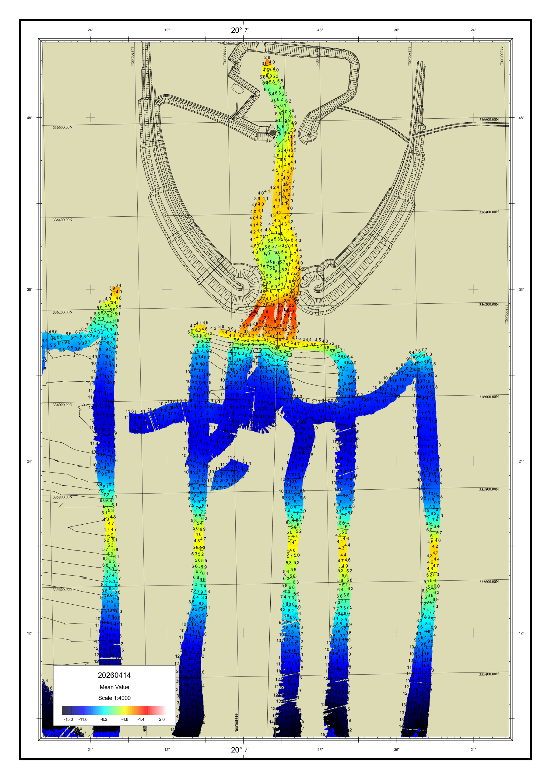 Dýptarmæling í Landeyjahöfn 14. apríl 2026