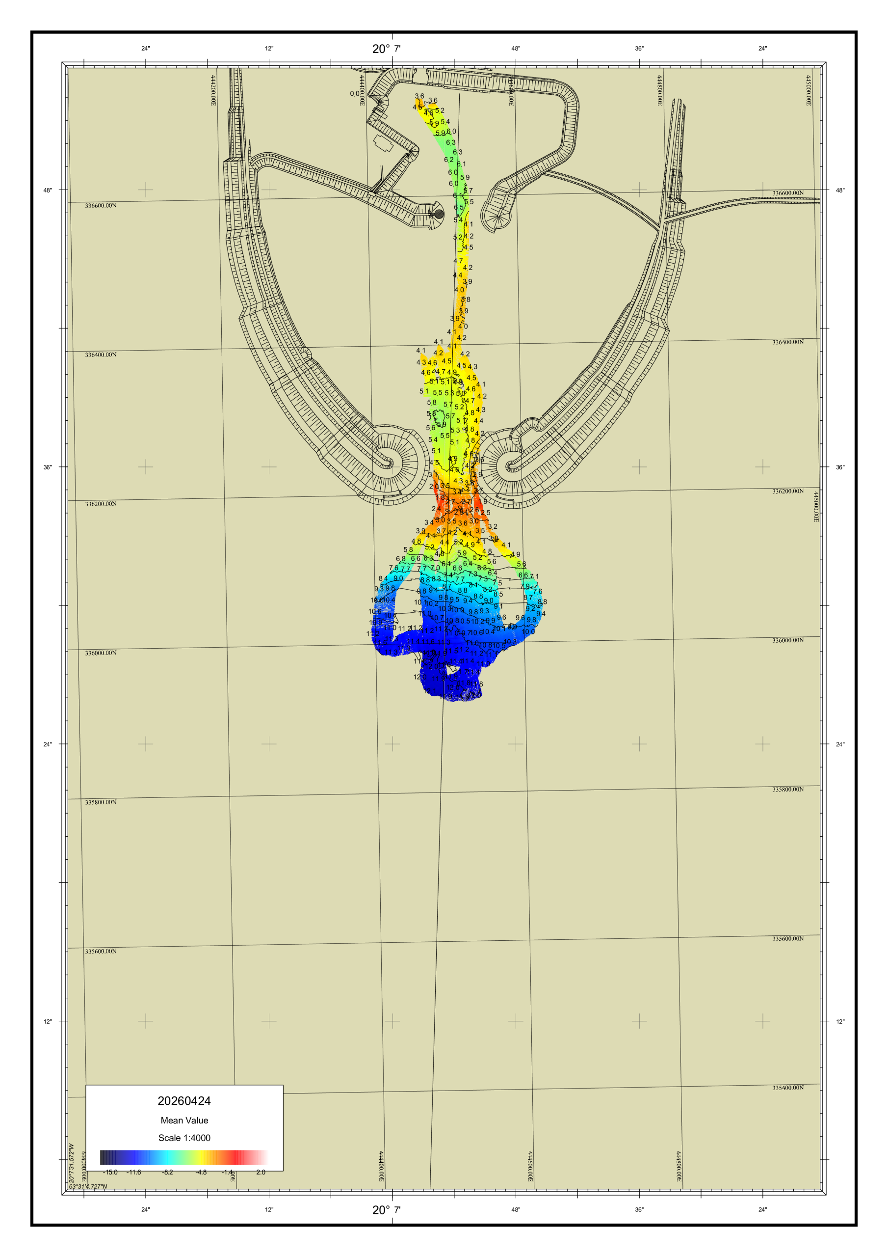 Dýptarmæling í Landeyjahöfn 24. apríl 2026