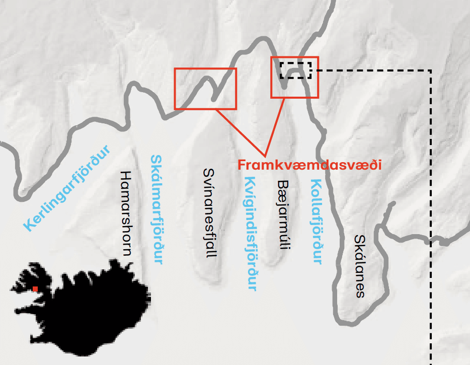 Kort af framkvæmdasvæðinu.