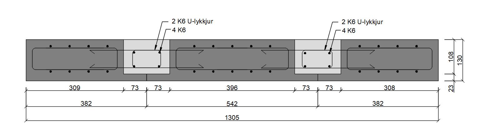 Teikning af U-lykkjutengingu sem notuð var við prufu