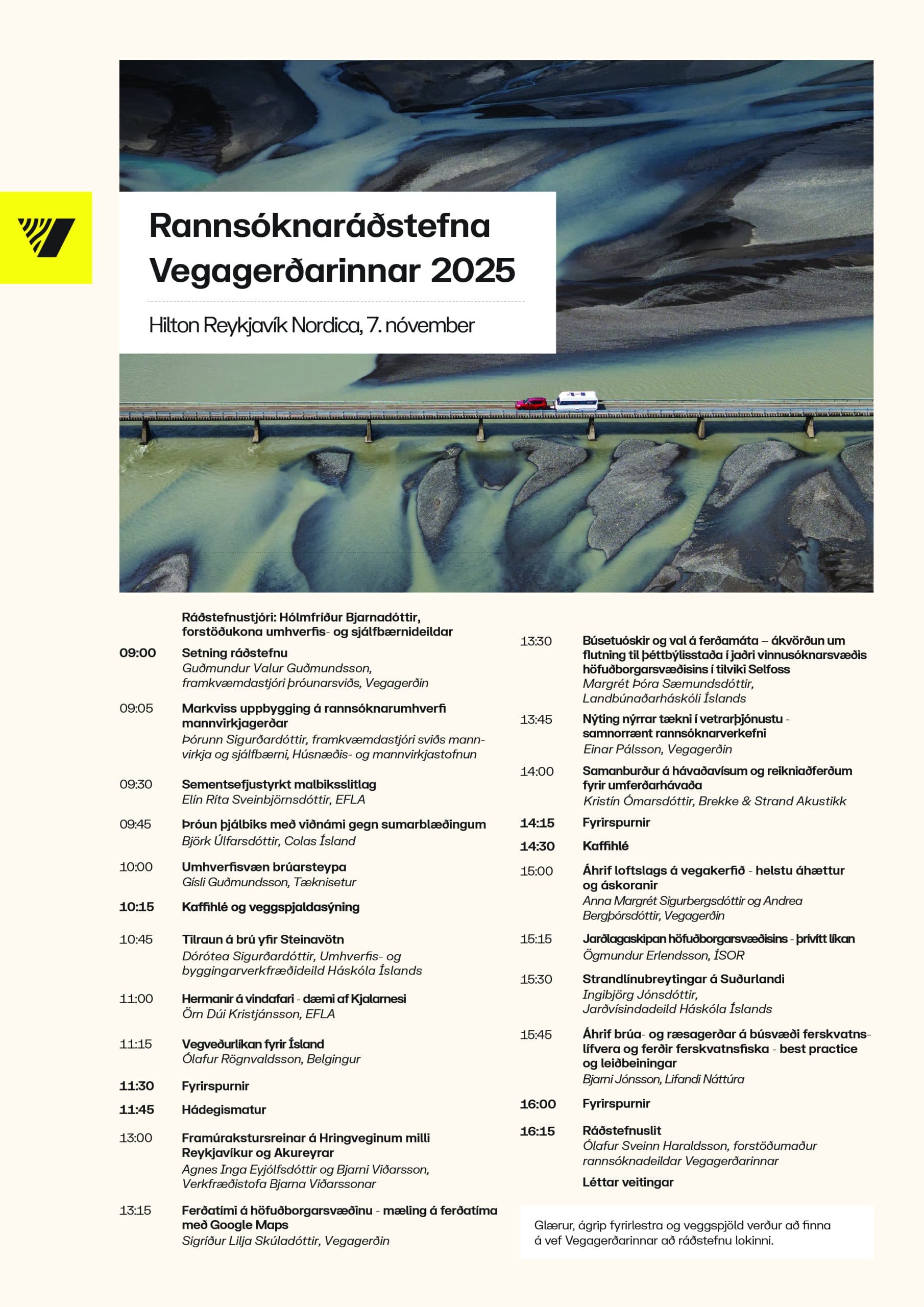 Rannsóknaráðstefna Vegagerðarinnar 2025 - Dagskrá.