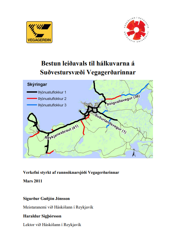 Bestun leiðavals til hálkuvarna á Suðvestursvæði Vegagerðarinnar - hluti verkefnisins Bestun hálkuvarna