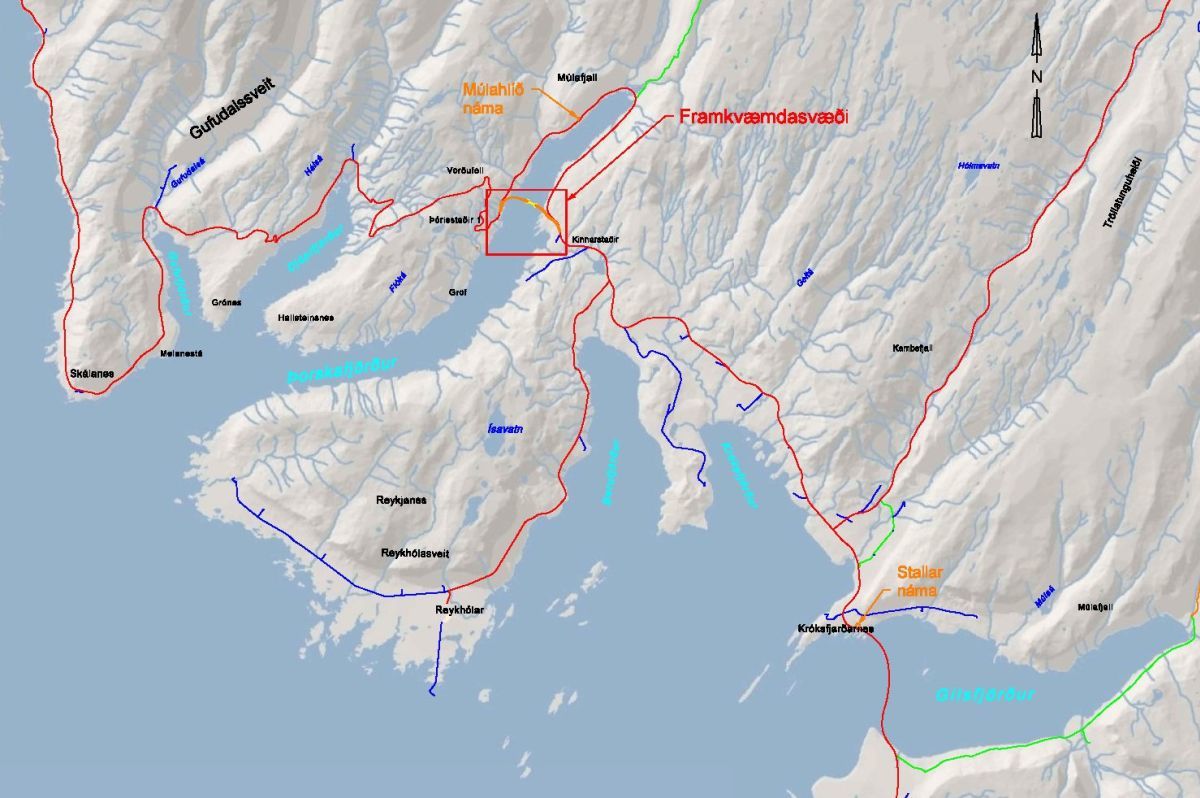 Framkvæmdasvæði við Þorskafjörð.