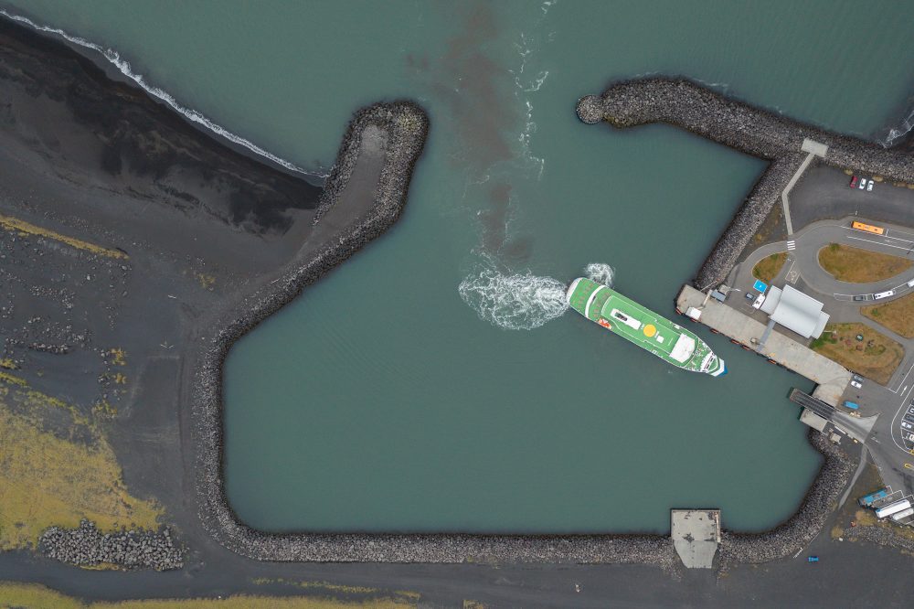 Landeyjahöfn úr lofti. Mynd: Vilhelm Gunnarsson