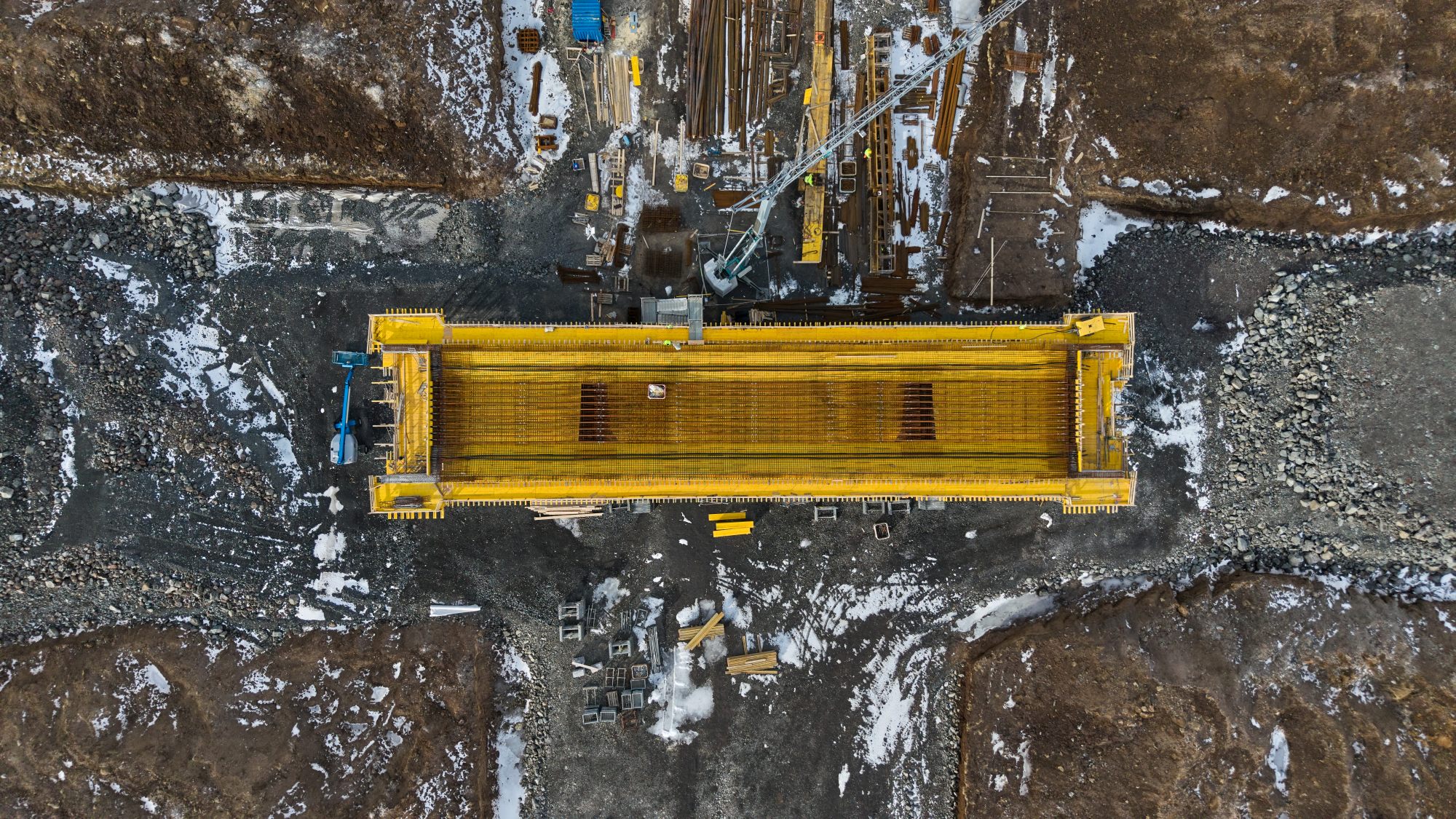 Vegbrúin austan við Selfoss séð úr lofti.