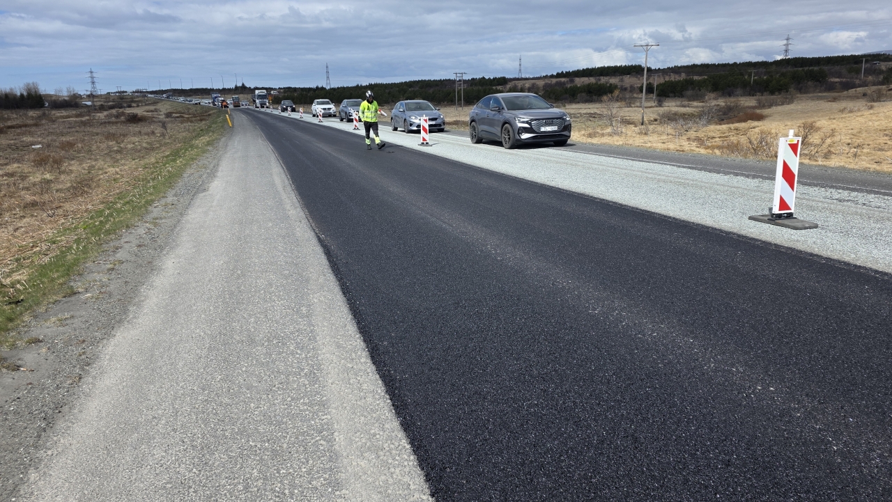 Malbikun á Suðurlandsvegi við Hómlsá