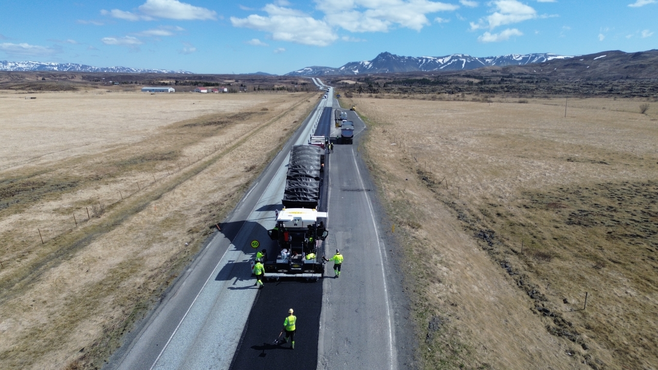 Malbikun á Suðurlandsvegi við Hómlsá