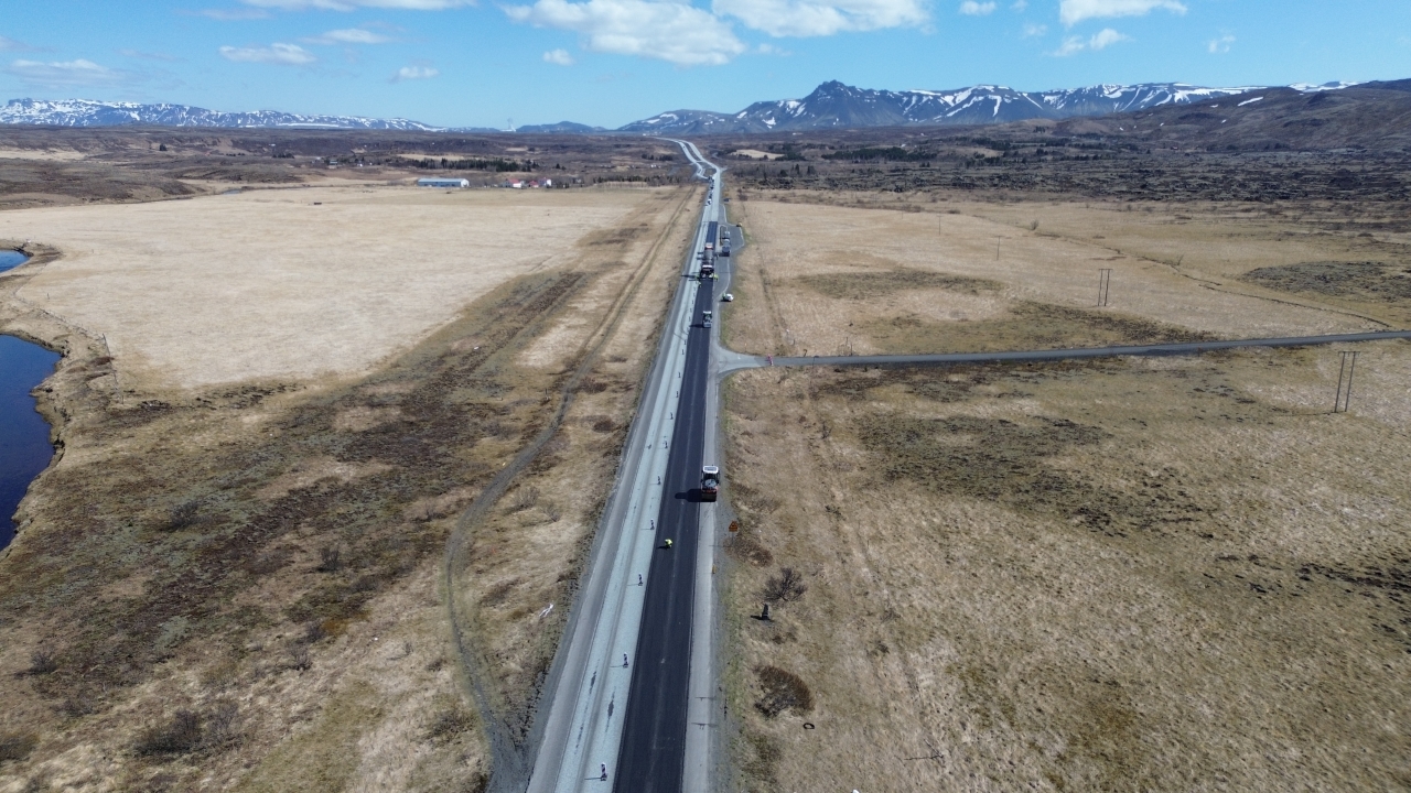 Malbikun á Suðurlandsvegi við Hómlsá