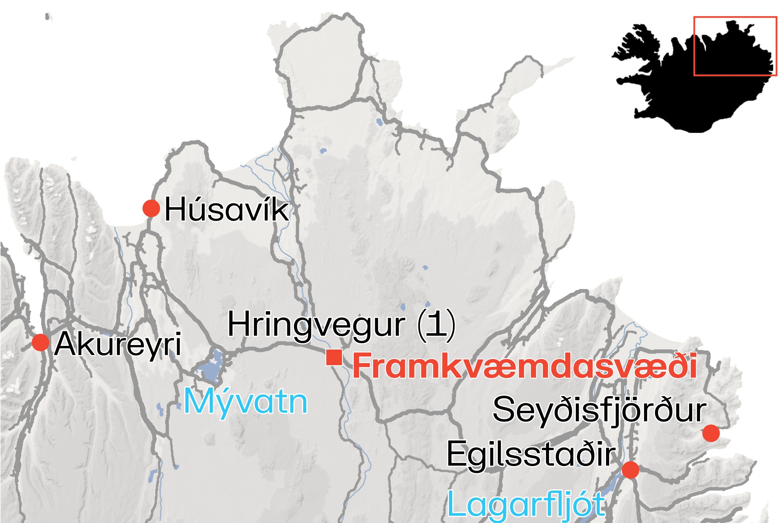 Kort af framkvæmdasvæðinu.