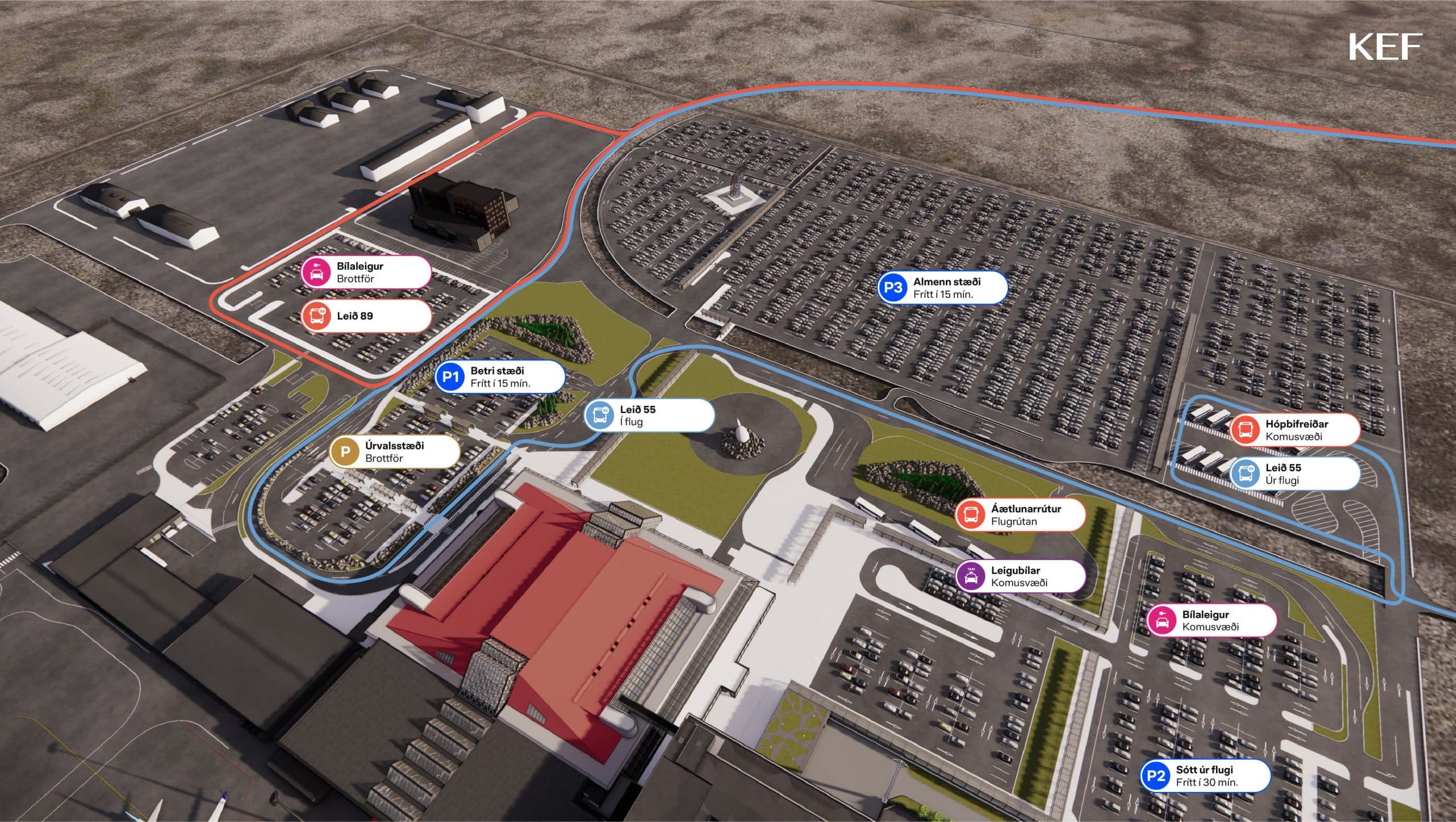 Kort af flugstöðvarsvæðinu.
MYND/ISAVIA
