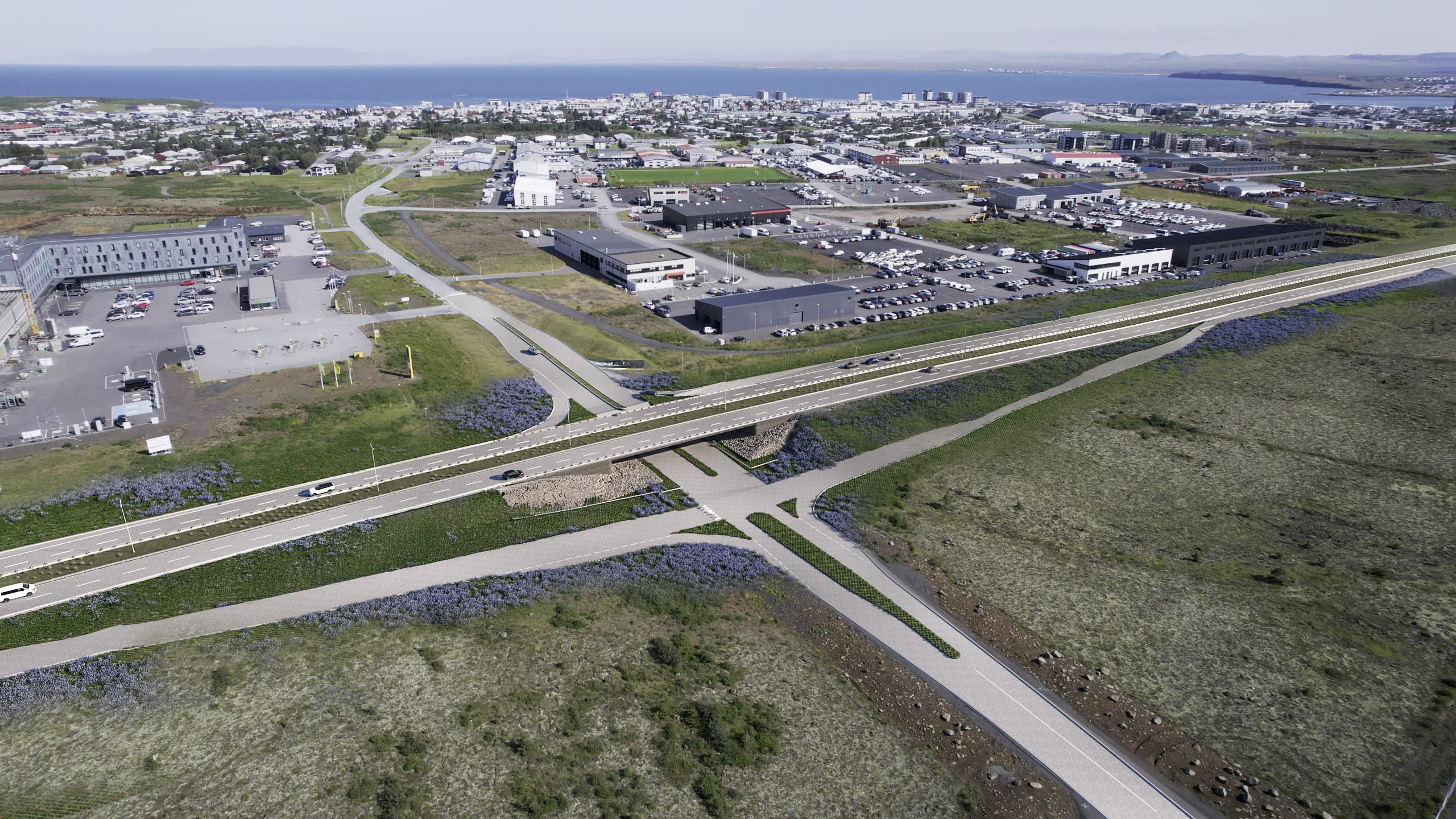 Tölvugerð mynd; Aðaltorg.