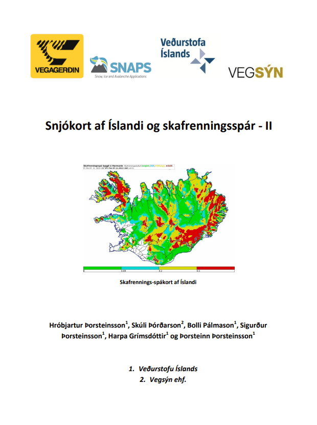 Snjókort af Íslandi og skafrenningsspár