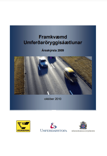 Forsíða skýrslu framvkæmd umferðaröryggisáætlunar 2009