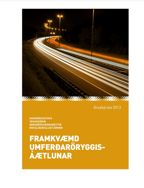 Forsíða skýrslu framvkæmd umferðaröryggisáætlunar 2013