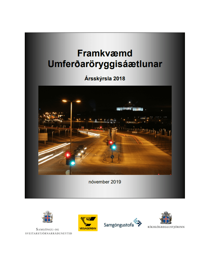 Forsíða skýrslu framvkæmd umferðaröryggisáætlunar 2018