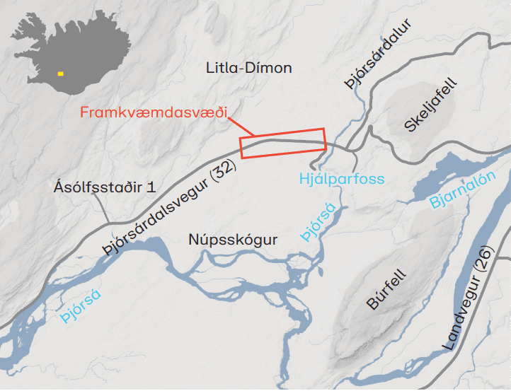 Kort af framkvæmdasvæðinu.