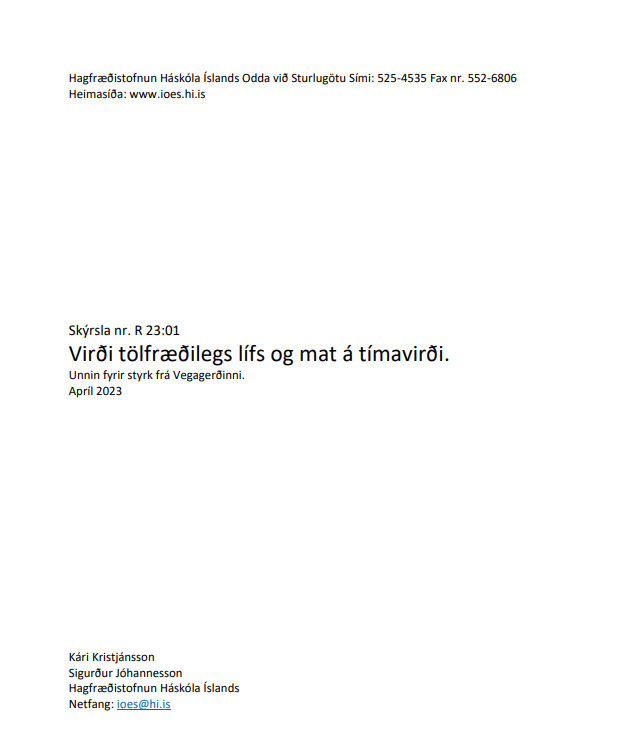 Virði tölfræðilegs lífs og mat á tímavirði
