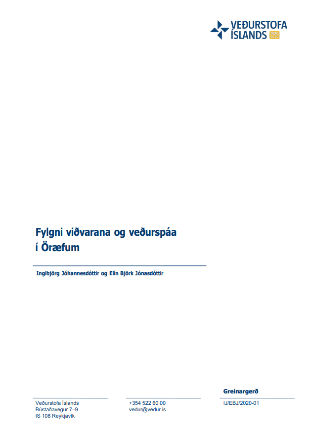 Fylgni viðvarana og veðurspáa í Öræfum