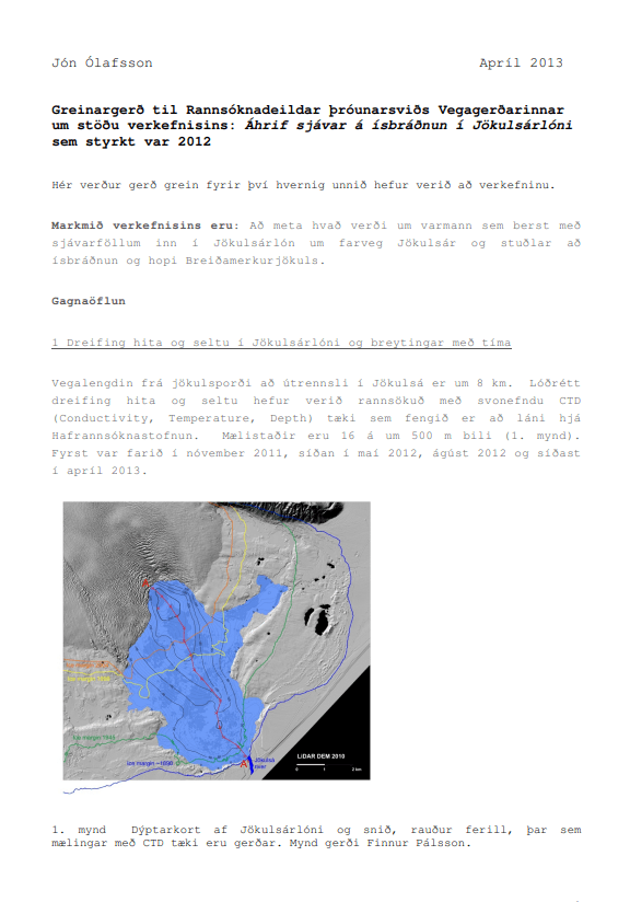 Áhrif sjávar á ísbráðnun í Jökulsárlóni